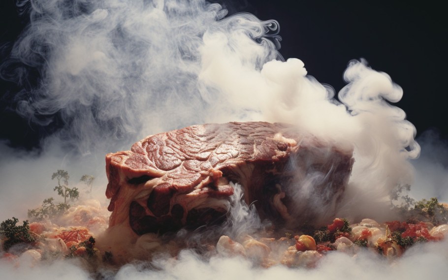 AI-generated image of a smoking piece of meat