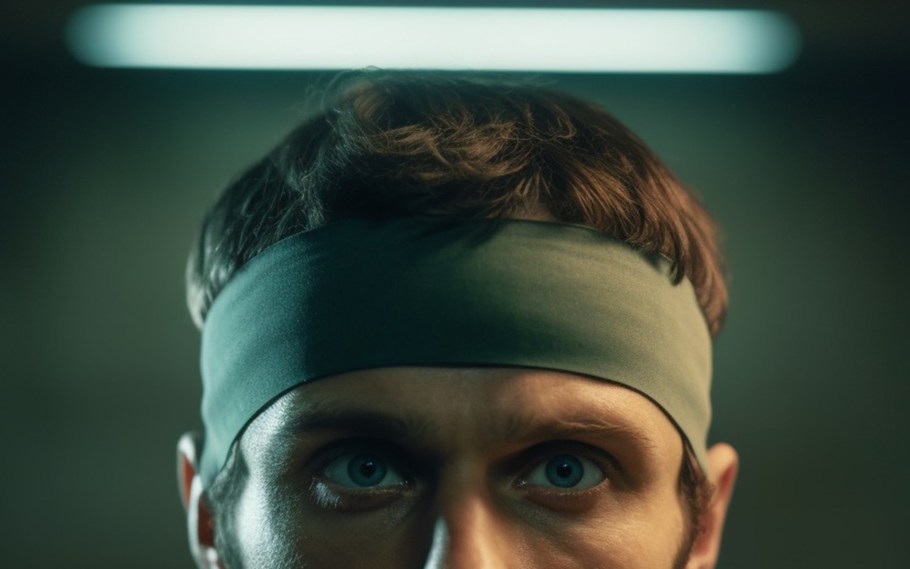 AI-generated image of a man wearing a headband for a workout