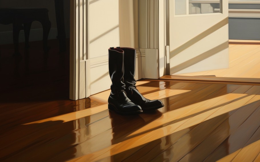 AI-generated painting of a pair of black boots