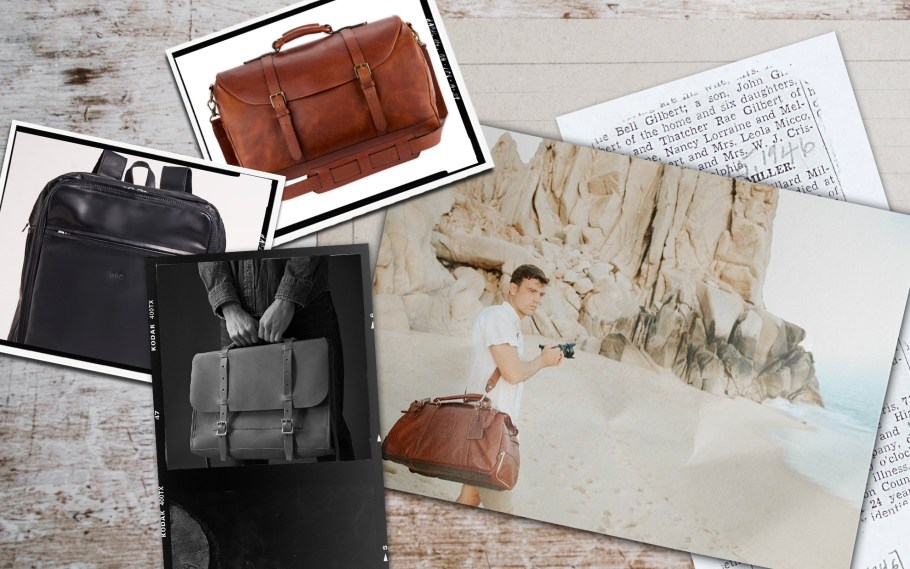 leather bag collage