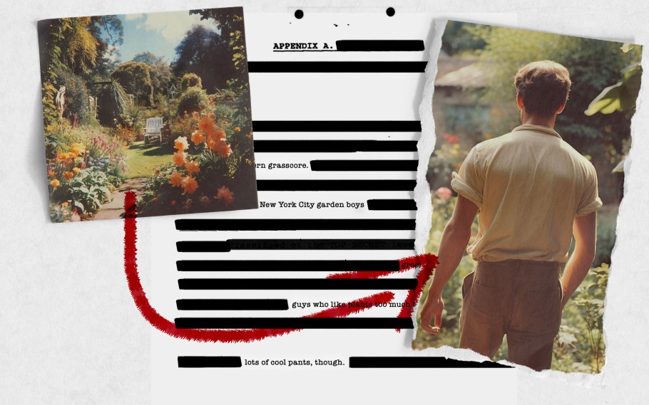 collage of a man in a garden on top of legal documents