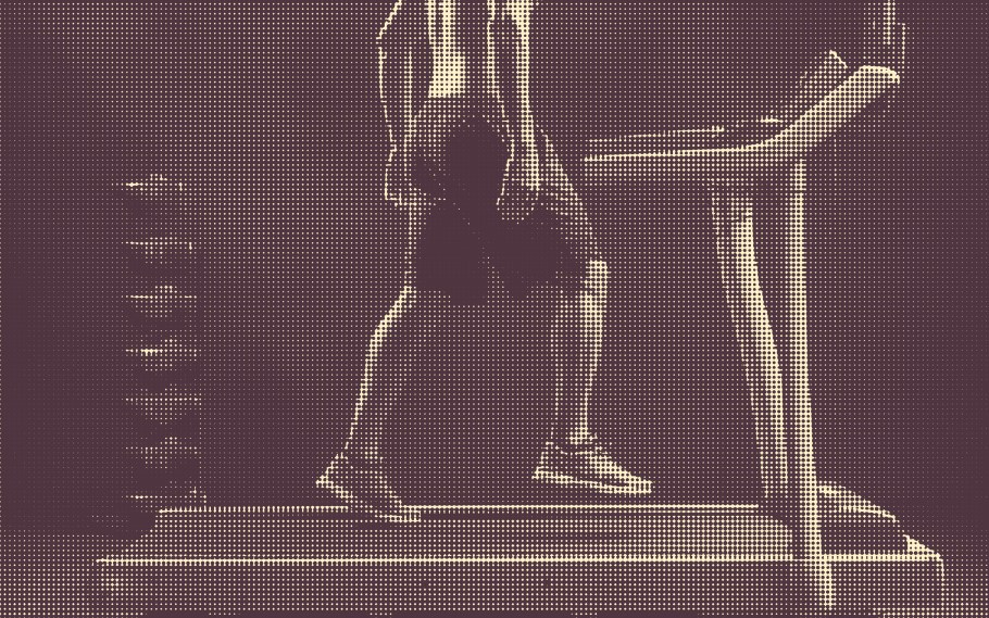 AI-generated image of a man walking on a treadmill